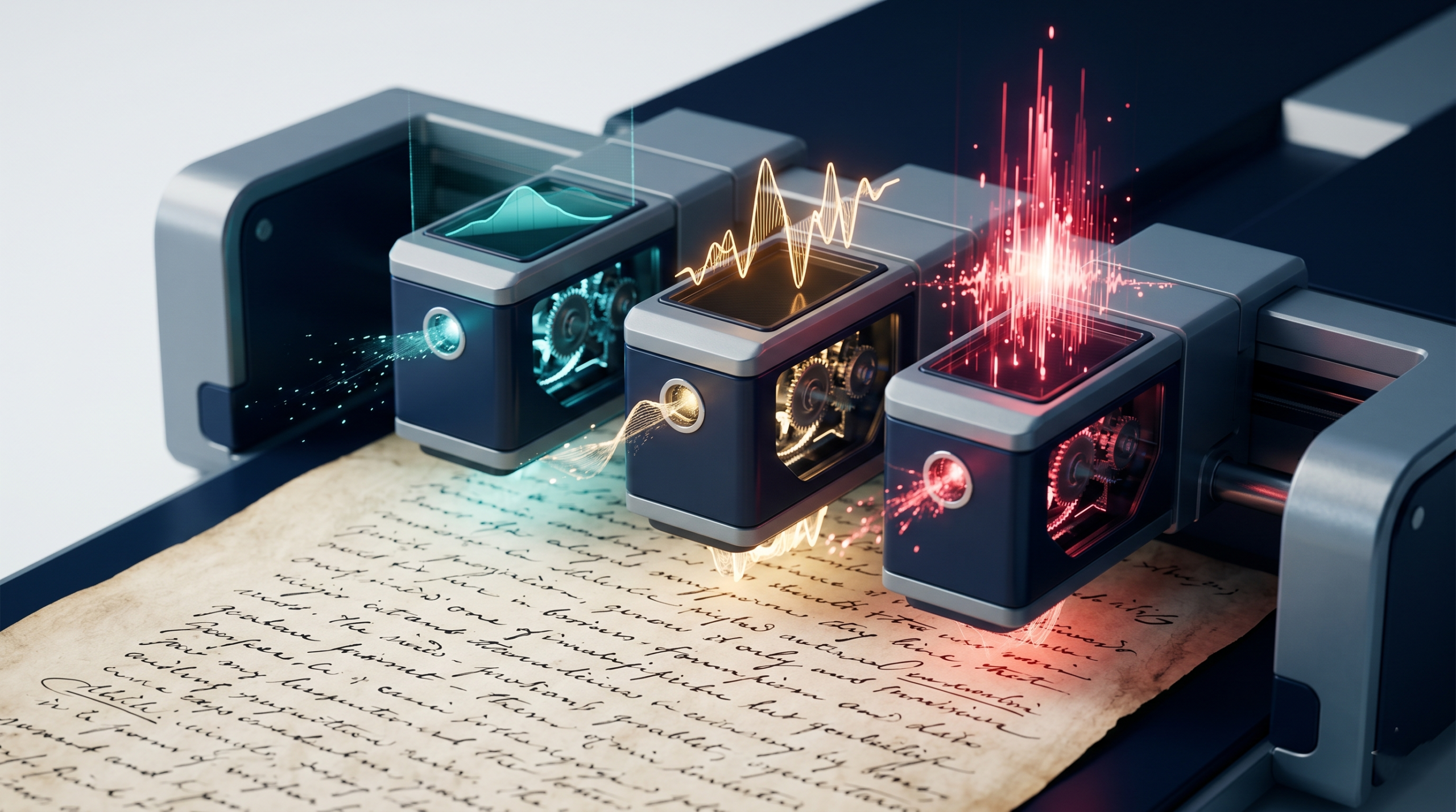 Three AI detectors assigning different confidence scores to the same document