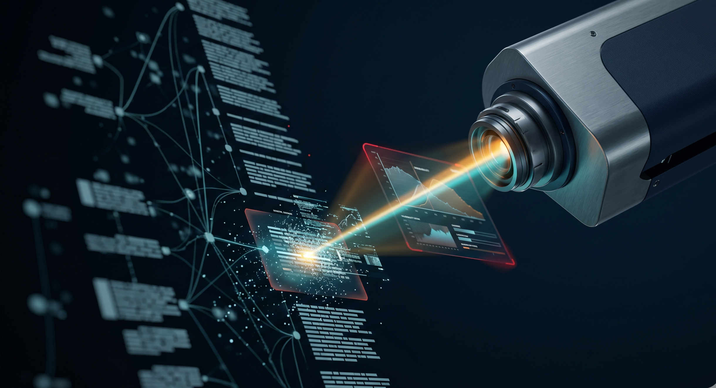 Researcher reviewing AI detector results alongside NIST GenAI evaluation charts